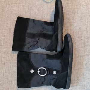 Coach Black Ankle Boots with Silver Accents